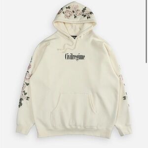 CIVIL REGIME (WHITE) ROSES OVERSIZED COZY HOODIE IN BONE
